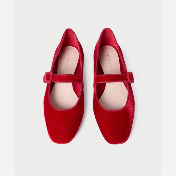 Loeffler Randall Shoes - Loeffler Randall Red Velvet Mary Jane Flats